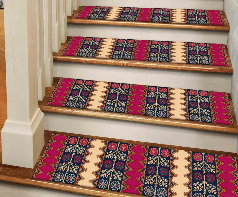 Navy Blue Ethnic Printed Rug: Bohemian Chic Home Accent