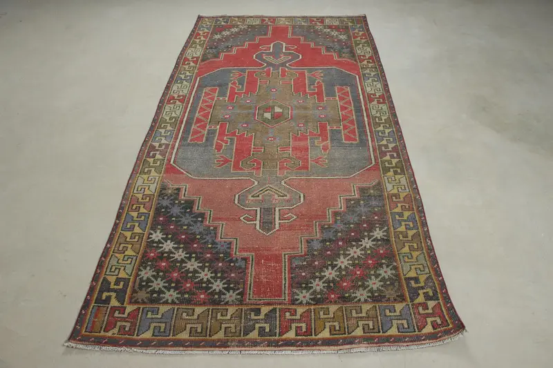 Teppich in Rot und Orange, 1,2 x 2,4 m, botanisches Design