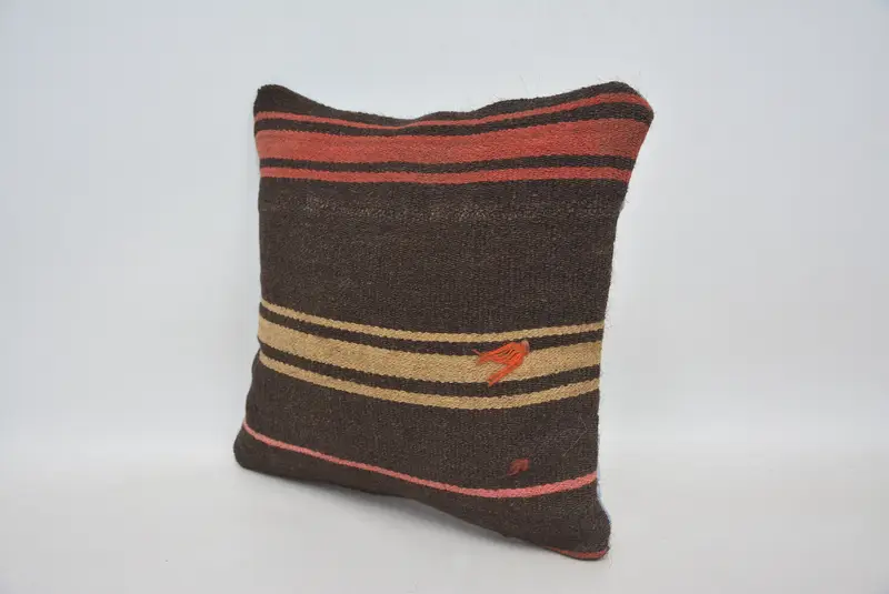 14x14 Brown Cushion Cover, Gift Pillow, Pillow, Vintage Kilim Pillow, Kilim Pillow Cover, One Of A Kind Pillow Cover, Patio Pillow - 4