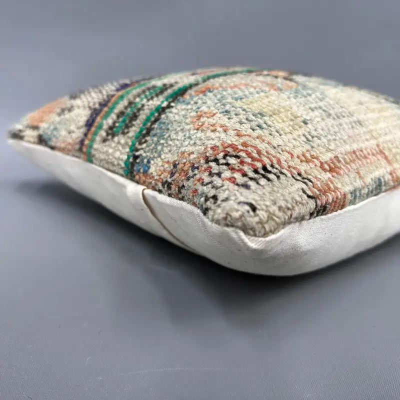 Vintage Pillow, Turkish Kilim Pillow, Accent Pillow Case, Pillow Sham, 12x12 Blue Cushion Cover, Throw Kilim Pillow, Ethnic Throw Pillow Cover - 6