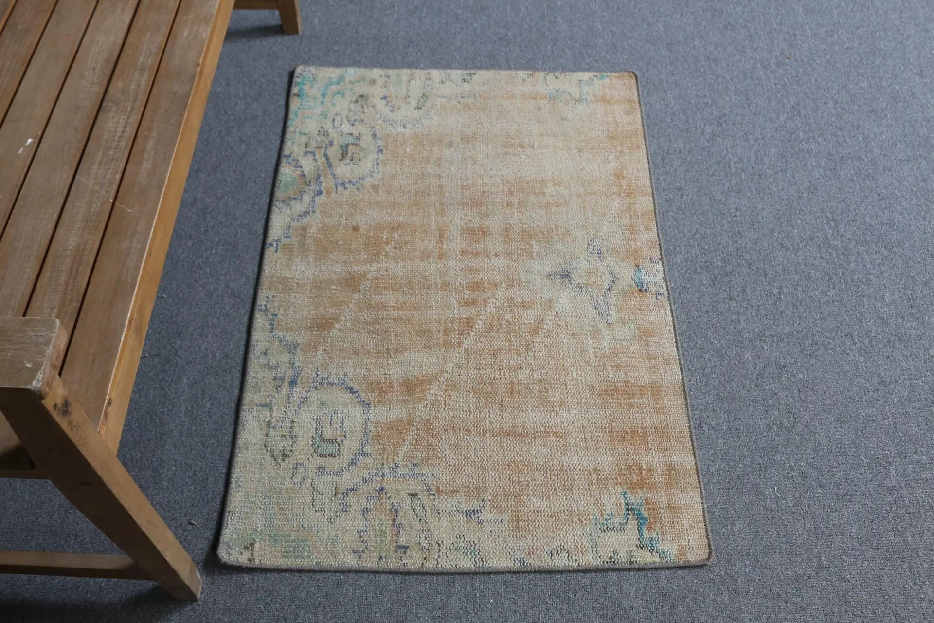 2.3x3.37 ft Vintage Rug, Brown Turkish Wool Rug - 1