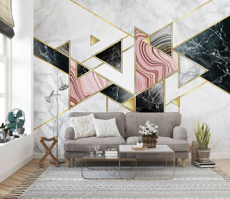 Zarif Baskılı Duvar Kağıdı: Modern Pırıltılı Altın Mermer Tasarımı