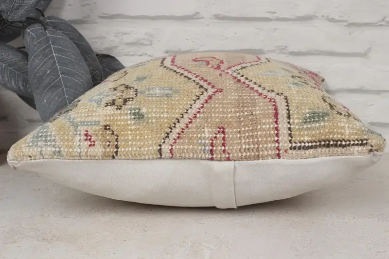 Cushion Case, Antique Pillows, Kilim Cushion Sham, Throw Kilim Pillow, Morroccon Kilim Cushion Pillow, 14x14 Beige Pillow Sham, Indoor Cushion Case - 5