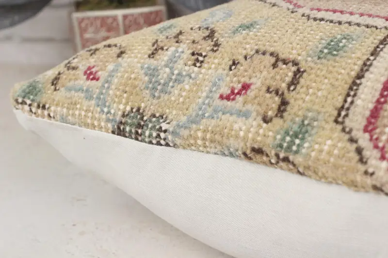 Cushion Case, Antique Pillows, Kilim Cushion Sham, Throw Kilim Pillow, Morroccon Kilim Cushion Pillow, 14x14 Beige Pillow Sham, Indoor Cushion Case - 7
