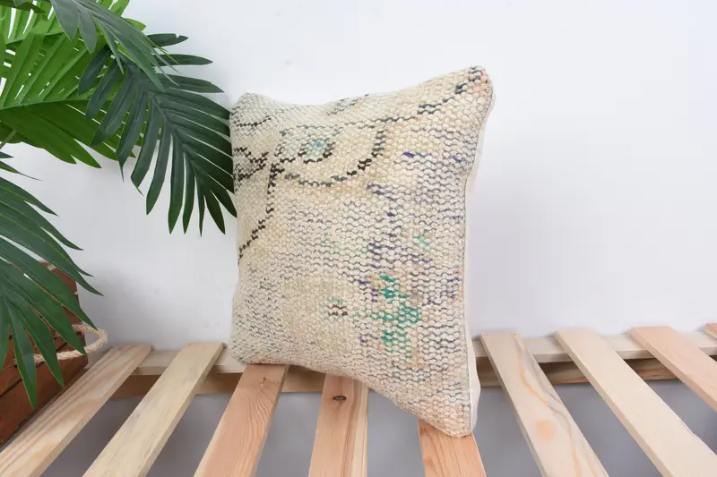 Gift Pillow, 12x12 Beige Pillow Case, Car Pillow Case, Boho Pillow Sham Cover, Office Chair Pillow Cover, Vintage Pillow, Pillow Case - 5
