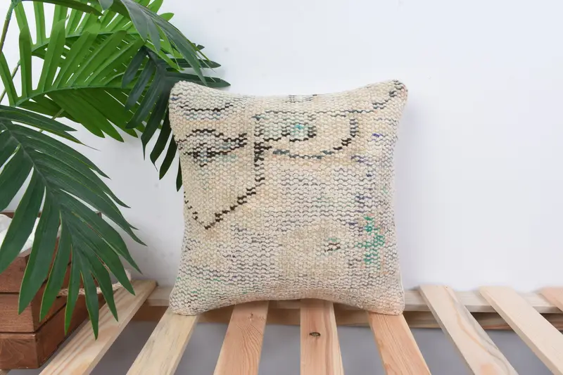 Gift Pillow, 12x12 Beige Pillow Case, Car Pillow Case, Boho Pillow Sham Cover, Office Chair Pillow Cover, Vintage Pillow, Pillow Case - 1