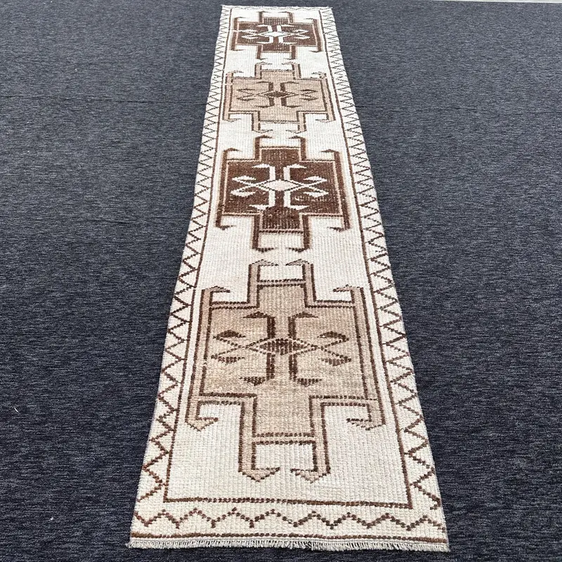 Alfombra Oriental Beige 0,2x12,1ft Decoración Elegante