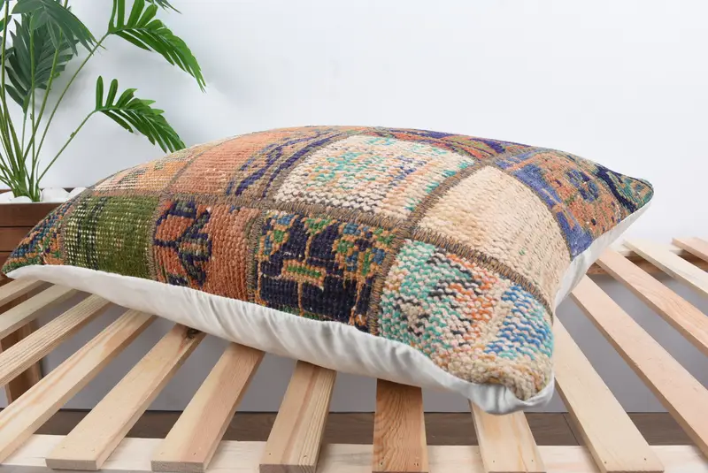 Pillow Cover, 20x28 Orange Cushion Case, Boho Pillow Sham Cover, Hippie Throw Pillow Sham, Throw Kilim Pillow, Ethnical Kilim Rug Pillow - 6