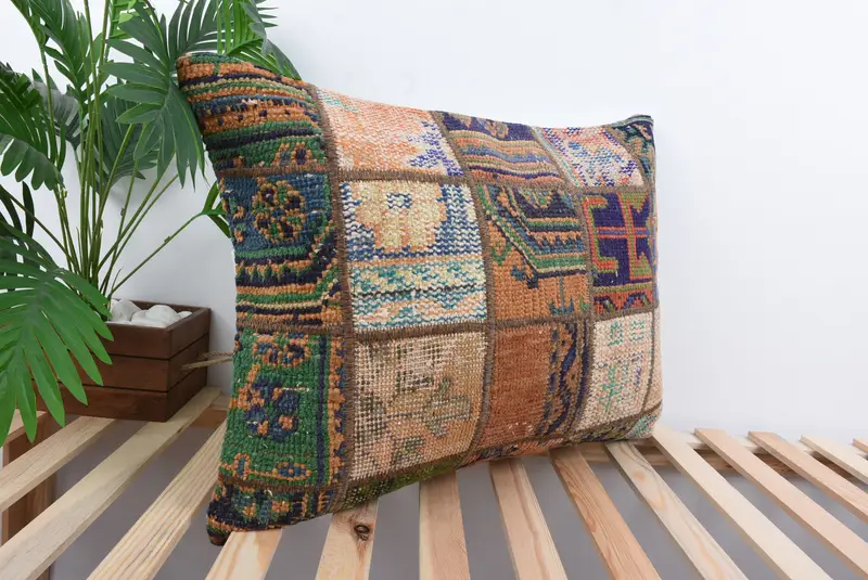 Pillow Cover, 20x28 Orange Cushion Case, Boho Pillow Sham Cover, Hippie Throw Pillow Sham, Throw Kilim Pillow, Ethnical Kilim Rug Pillow - 4