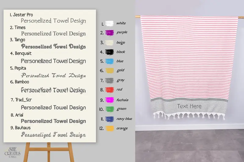 Bridesmaid Gift Towel, Beach Wedding Favor, Absorbent Turkish towel, Christmas Gift, 68x40 Cotton Striped Terry Towel, Lightweight towel, Gym Towel - 2