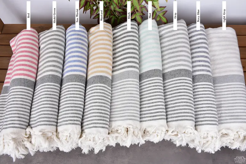 Bridesmaid Gift Towel, Beach Wedding Favor, Absorbent Turkish towel, Christmas Gift, 68x40 Cotton Striped Terry Towel, Lightweight towel, Gym Towel - 3