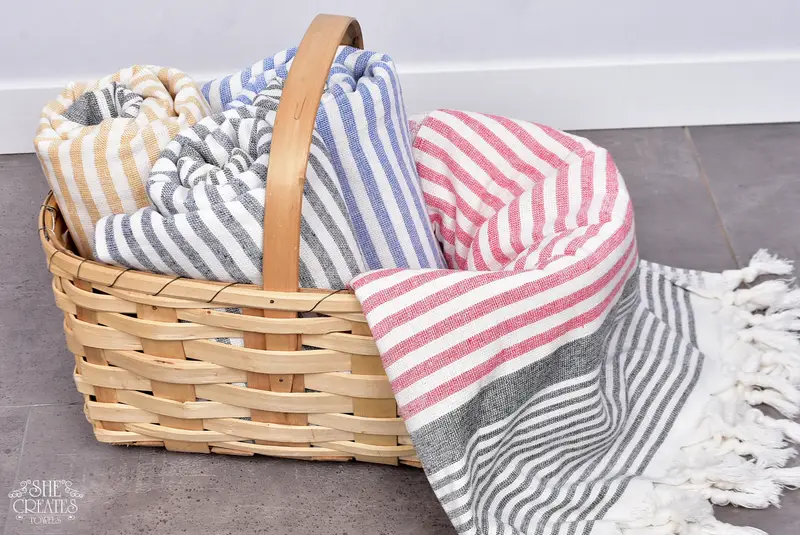 Bridesmaid Gift Towel, Beach Wedding Favor, Absorbent Turkish towel, Christmas Gift, 68x40 Cotton Striped Terry Towel, Lightweight towel, Gym Towel - 8