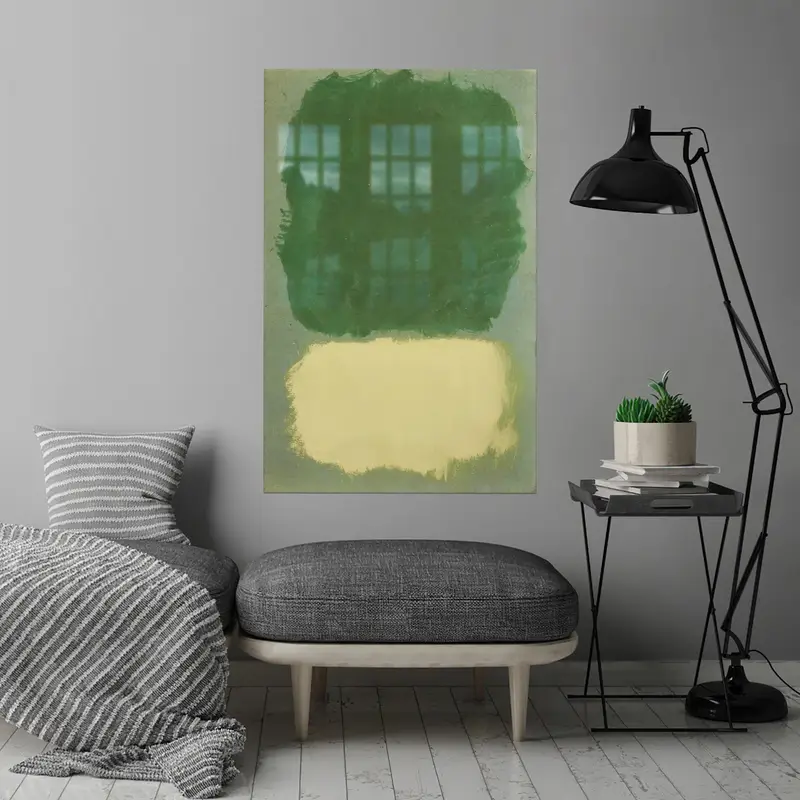 モダンなプリントガラス: グリーン、エレガント、ミニマルなデザイン