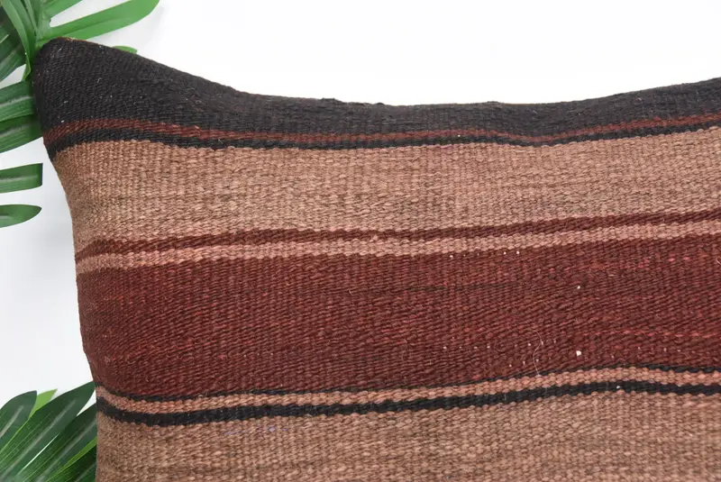 Vintage Kilim Pillow, 20x20 Brown Cushion Cover, Cushion Cover, Bright Cushion Case, Boho Pillow, Chair Pillow, Handmade Kilim Cushion - 2