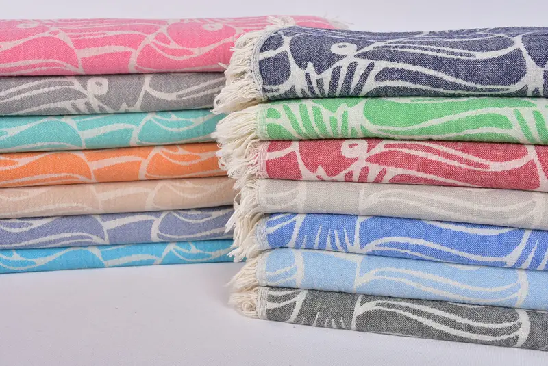 70x36 Cotton Fish Design Towel, Bulk Order Towel, Fouta towel, Mother Of The Groom Gift, Bachelorette Party Gift, Turkish towel, Embroidery Towel - 1