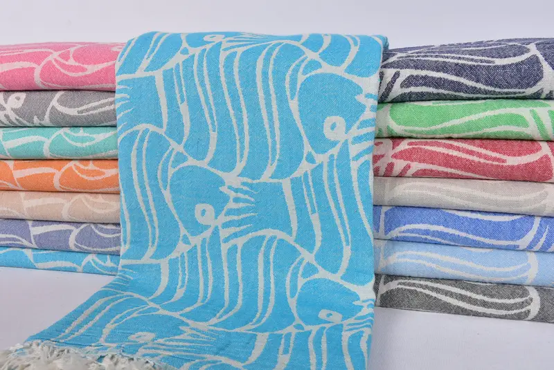 70x36 Cotton Fish Design Towel, Bulk Order Towel, Fouta towel, Mother Of The Groom Gift, Bachelorette Party Gift, Turkish towel, Embroidery Towel - 2