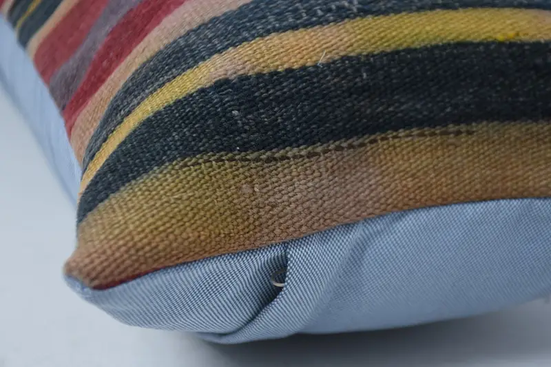 Turkish Pillow, Throw Kilim Pillow, Pillow for Sofa, 12x36 Blue Cushion Case, Indoor Cushion, Wool Kilim Pillow Pillow Case, Cushion Case - 5