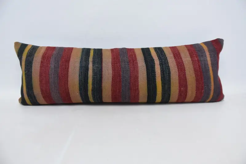 Turkish Pillow, Throw Kilim Pillow, Pillow for Sofa, 12x36 Blue Cushion Case, Indoor Cushion, Wool Kilim Pillow Pillow Case, Cushion Case - 1