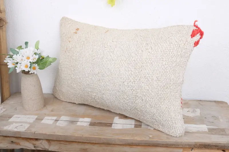 Pillow for Sofa, Pillow Cover, Handwoven Pillow Cover Cushion Case, 12x20 White Cushion Cover, Boho Pillow, Home Decor Pillow - 4