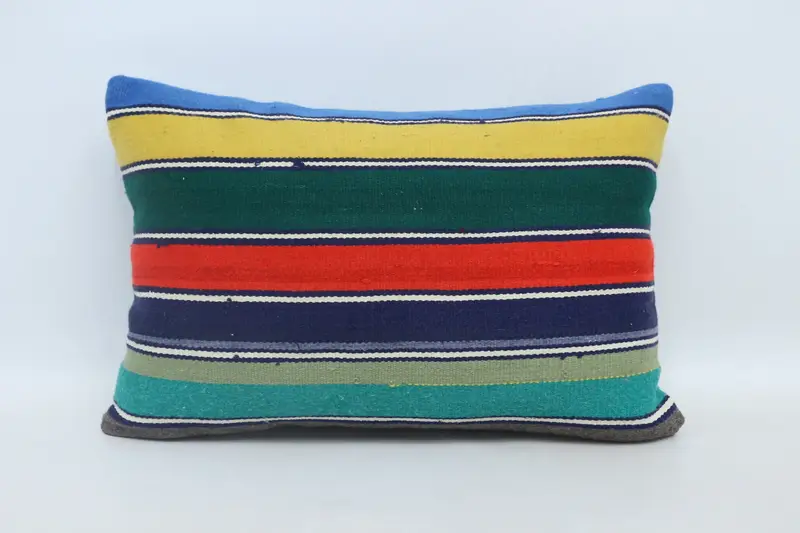 Sustainable Pillow Cover, Seat Cushion, Throw Kilim Pillow, Cushion Case, Kilim Pillow, Gift Pillow, 16x24 Green Cushion Cover - 1