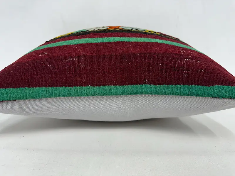 Vintage Kilim Pillow, Outdoor Patio Pillow, Aztec Pillow Sham, Shabby Chic Pillow, Kilim Pillow, Pillow, 20x20 Red Pillow Cover, Kilim Pillow Cover - 5