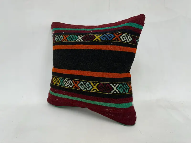Vintage Kilim Pillow, Outdoor Patio Pillow, Aztec Pillow Sham, Shabby Chic Pillow, Kilim Pillow, Pillow, 20x20 Red Pillow Cover, Kilim Pillow Cover - 4