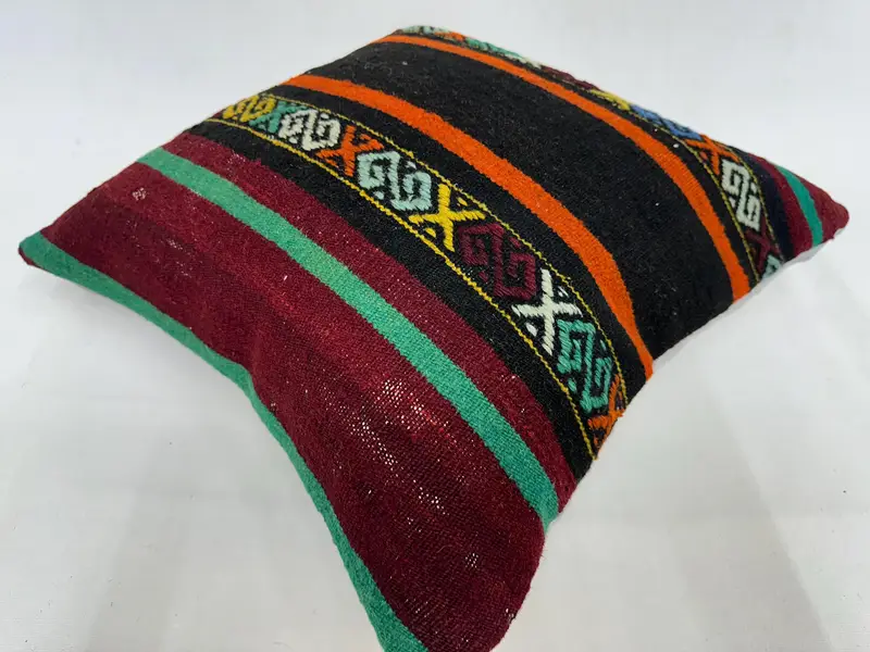 Vintage Kilim Pillow, Outdoor Patio Pillow, Aztec Pillow Sham, Shabby Chic Pillow, Kilim Pillow, Pillow, 20x20 Red Pillow Cover, Kilim Pillow Cover - 6