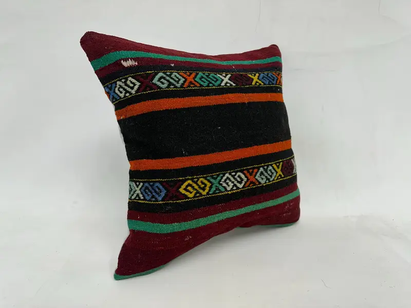 Vintage Kilim Pillow, Outdoor Patio Pillow, Aztec Pillow Sham, Shabby Chic Pillow, Kilim Pillow, Pillow, 20x20 Red Pillow Cover, Kilim Pillow Cover - 3