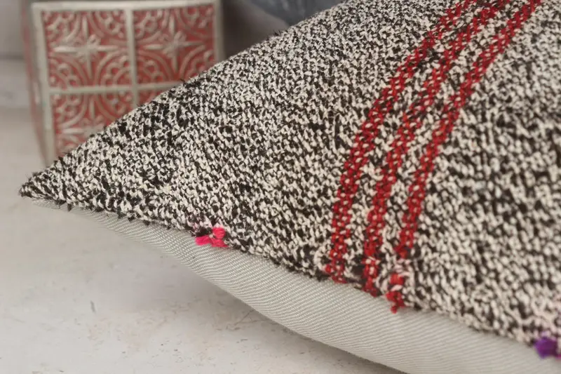 Cushion, Cozy Throw Pillow Case, Boho Pillow, 14x14 Brown Cushion, Kilim Cushion Sham, Vintage Kilim Throw Pillow, Neutral Throw Cushion Case - 7