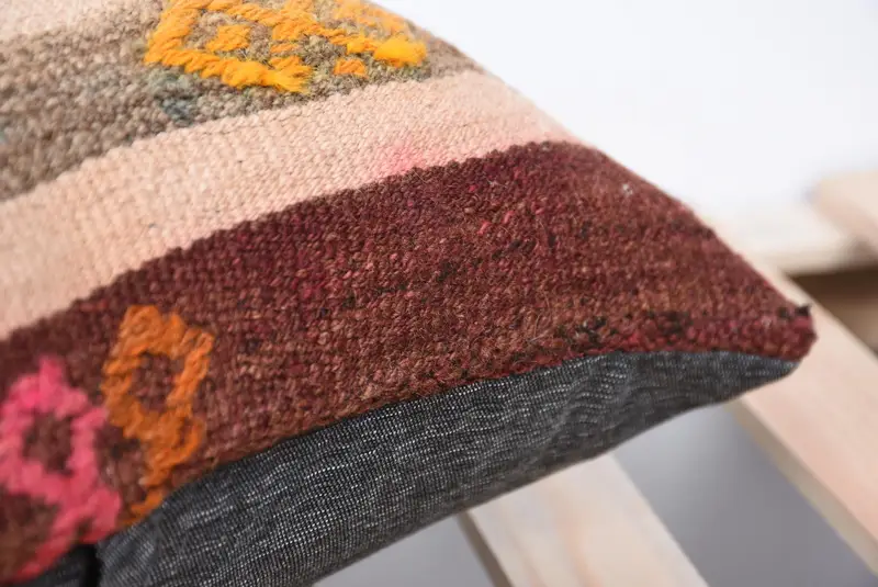 Vintage Kilim Pillow, Lounge Throw Pillow, Pillow Cover, 16x16 Brown Pillow, Antique Pillows, Turkish Kilim Pillow, Rustic Cushion, Bright Pillow - 7