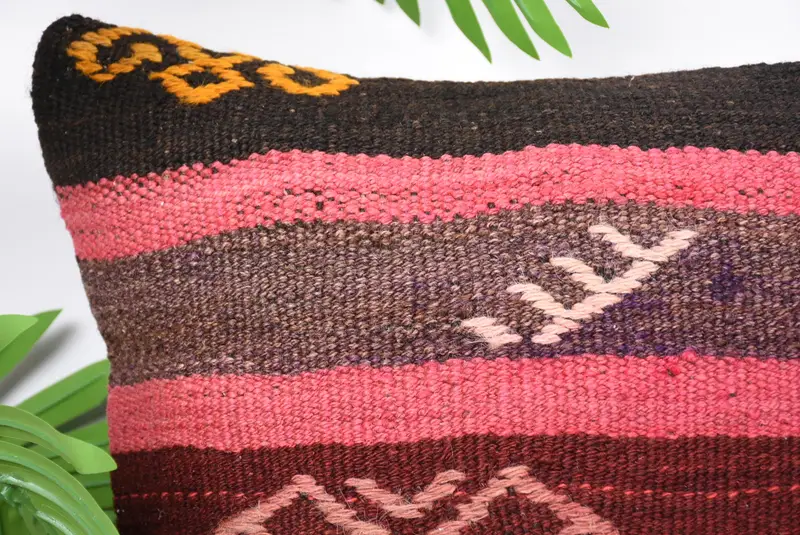 Vintage Kilim Pillow, Lounge Throw Pillow, Pillow Cover, 16x16 Brown Pillow, Antique Pillows, Turkish Kilim Pillow, Rustic Cushion, Bright Pillow - 2