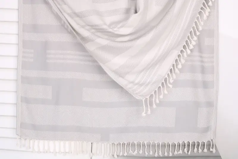 Chevron Towel Light Gray Cotton, 38x67 Inches, Personalized Turkish Towel