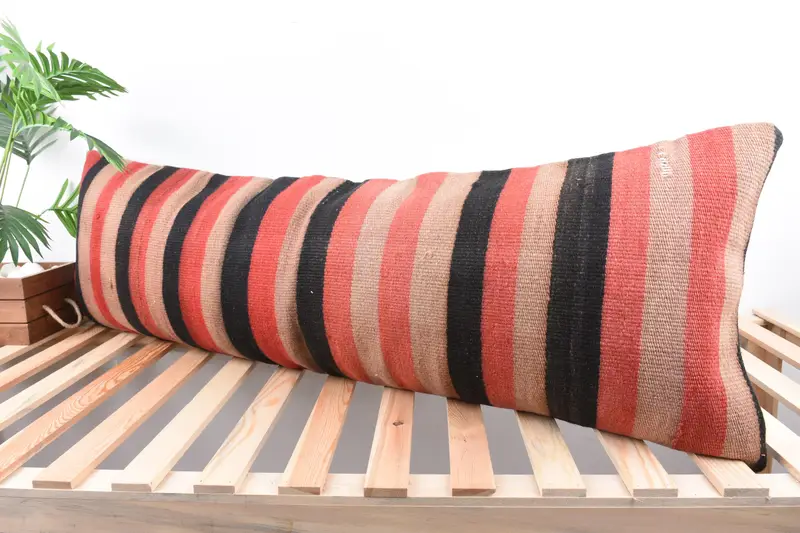 Ethnical Kilim Rug Pillow, 16x48 Red Cushion Case, Cushion Case, Home Decor Pillow, Tribal Pillow Cover, Interior Designer Pillow - 5