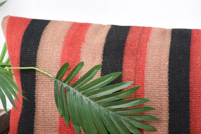 Ethnical Kilim Rug Pillow, 16x48 Red Cushion Case, Cushion Case, Home Decor Pillow, Tribal Pillow Cover, Interior Designer Pillow - 2