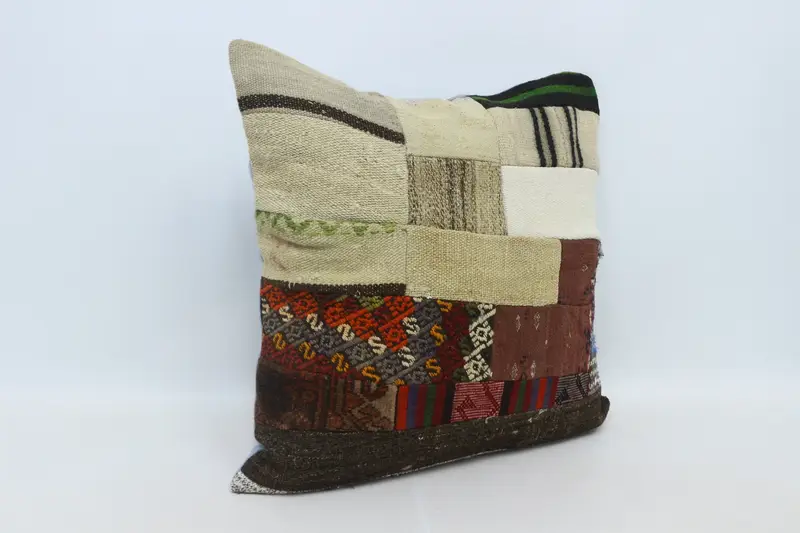 Ethnical Kilim Rug Pillow, Bed Cushion Case, Pastel Pillow Sham, Pillow Cover, 28x28 Beige Cushion Cover, Turkish Kilim Pillow, Pillow for Sofa - 3