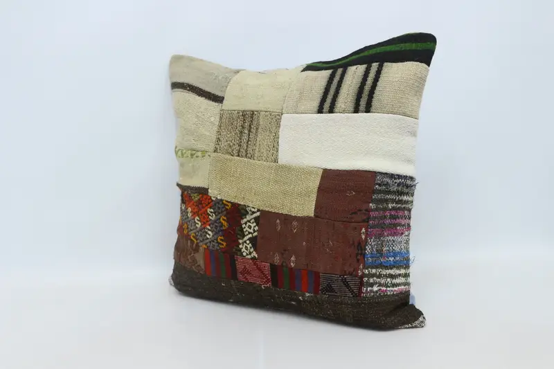 Ethnical Kilim Rug Pillow, Bed Cushion Case, Pastel Pillow Sham, Pillow Cover, 28x28 Beige Cushion Cover, Turkish Kilim Pillow, Pillow for Sofa - 4