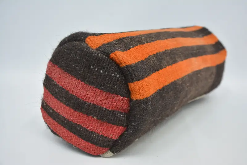 Handgefertigter gestreifter Kissenbezug, besticktes Vintage-Wurfkissen