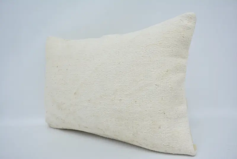 Vintage Pillow, Kilim Pillow, 16x24 White Cushion, Handmade Kilim Cushion, Pet Cushion, Handmade Rug Seat Pillow, Ottoman Cushion, Pillow - 4