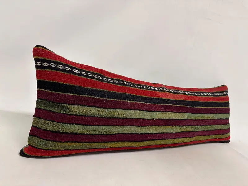 Boho Pillow, Square Throw Pillow Case, Vintage Pillow, Patio Pillow, Turkish Pillow, Handmade Pillow, Pillow Sham, 16x48 Red Pillow Case - 3