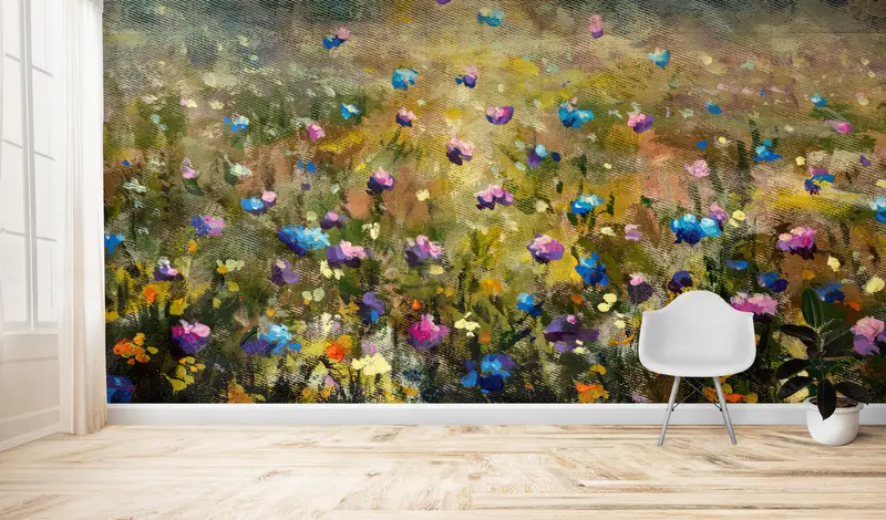 Elegant Floral Nature Landscape Printed Wallpaper - Contemporary Decor