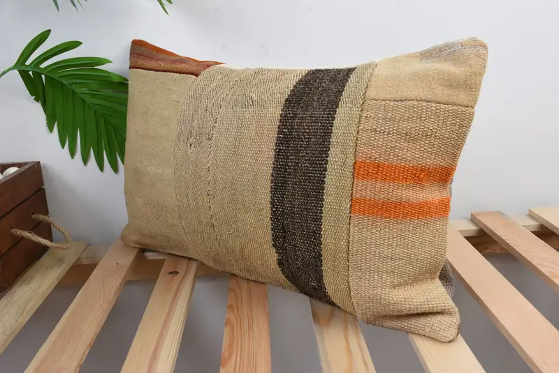 Pillow, Vintage Kilim Throw Pillow, 12x20 Brown Pillow Cover, Vintage Kilim Pillow Pillow, Antique Pillows, Vintage Kilim Pillow - 5