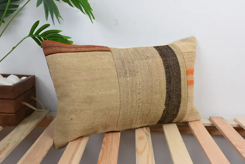 Pillow, Vintage Kilim Throw Pillow, 12x20 Brown Pillow Cover, Vintage Kilim Pillow Pillow, Antique Pillows, Vintage Kilim Pillow - 4
