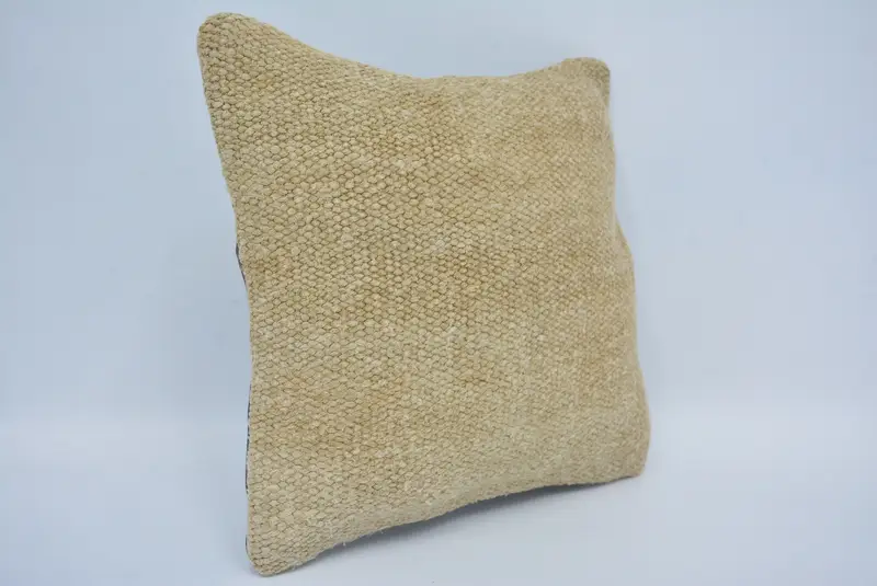 Kilim yastığı, anatolian yastık örtüsü, Kilim yastık sham, açık yastık kapağı, boho yastığı, 12x12 bej yastık kılıfı, yastık - 3