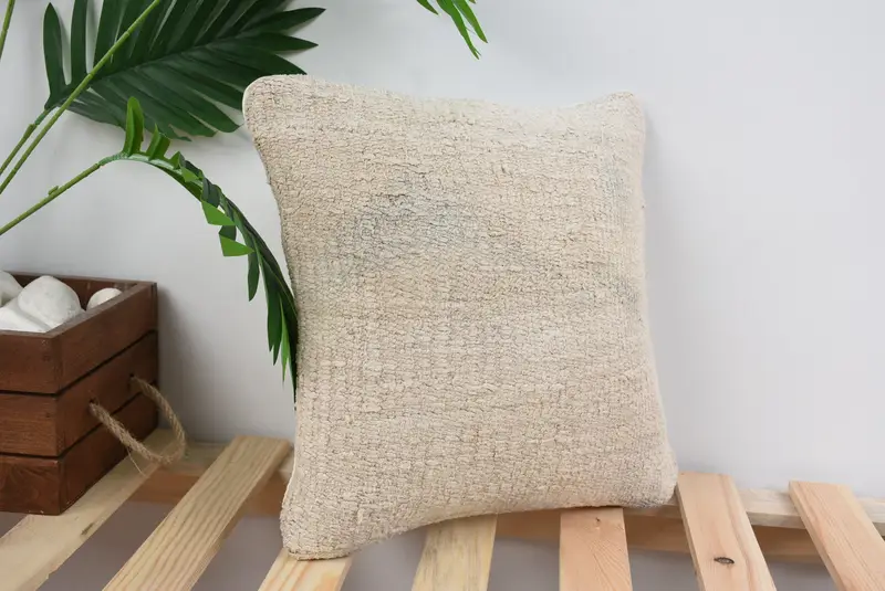 Cushion Case, Boho Throw Pillow Cover, Boho Pillow Sham Cover, Kilim Pillow Cover, Toss Pillow Case, Antique Pillows, 12x12 White Pillow Case - 4