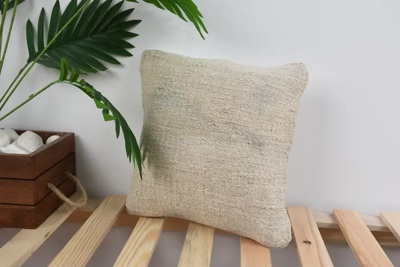 Cushion Case, Boho Throw Pillow Cover, Boho Pillow Sham Cover, Kilim Pillow Cover, Toss Pillow Case, Antique Pillows, 12x12 White Pillow Case - 5