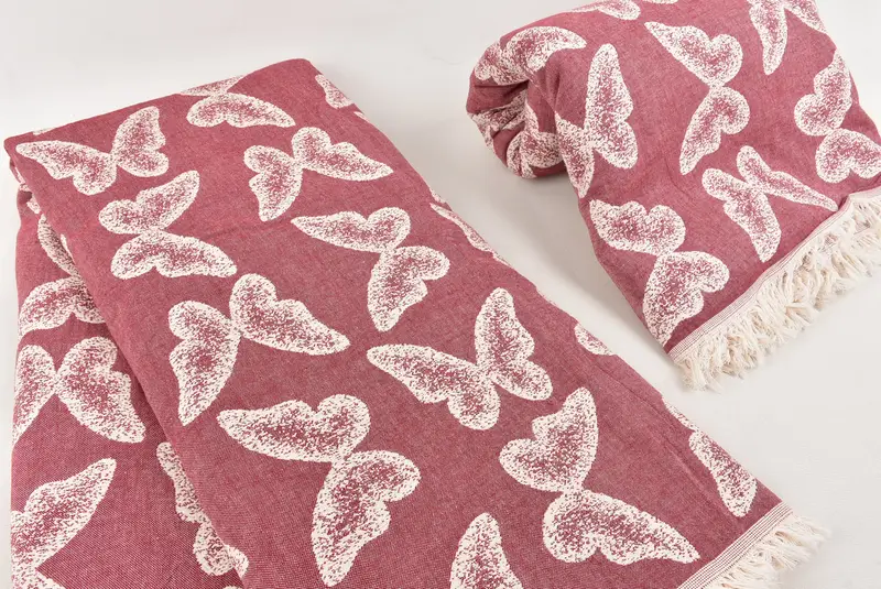 Best Friend Wedding Gift, Home Gift, Aesthetic Blanket, Woven Blanket, Personalized Gifts, 96x80 Cotton Butterfly Pattern Towel, Decorative Blanket - 7