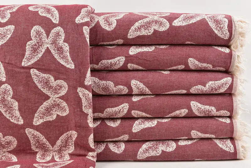 Best Friend Wedding Gift, Home Gift, Aesthetic Blanket, Woven Blanket, Personalized Gifts, 96x80 Cotton Butterfly Pattern Towel, Decorative Blanket - 1