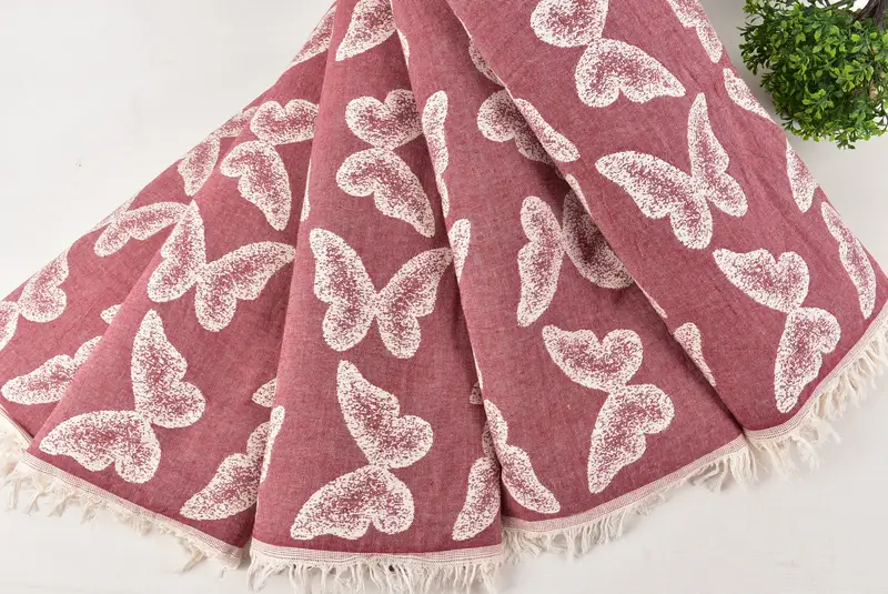 Best Friend Wedding Gift, Home Gift, Aesthetic Blanket, Woven Blanket, Personalized Gifts, 96x80 Cotton Butterfly Pattern Towel, Decorative Blanket - 4