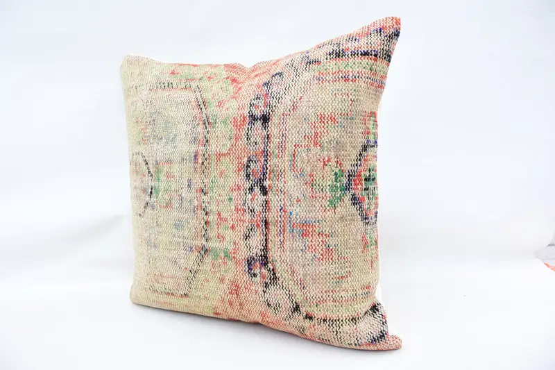 Authentic Pillow Sham, Boho Pillow, Natural Pillow Cover, 32x32 Beige Pillow, Toss Pillow, Home Decor Pillow, Pillow Sham, Vintage Pillow - 5