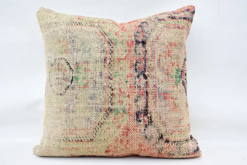 Authentic Pillow Sham, Boho Pillow, Natural Pillow Cover, 32x32 Beige Pillow, Toss Pillow, Home Decor Pillow, Pillow Sham, Vintage Pillow - 4